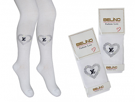 Колготки белые со стразами для девочки   BELINO